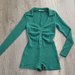 Green Long Sleeve Romper